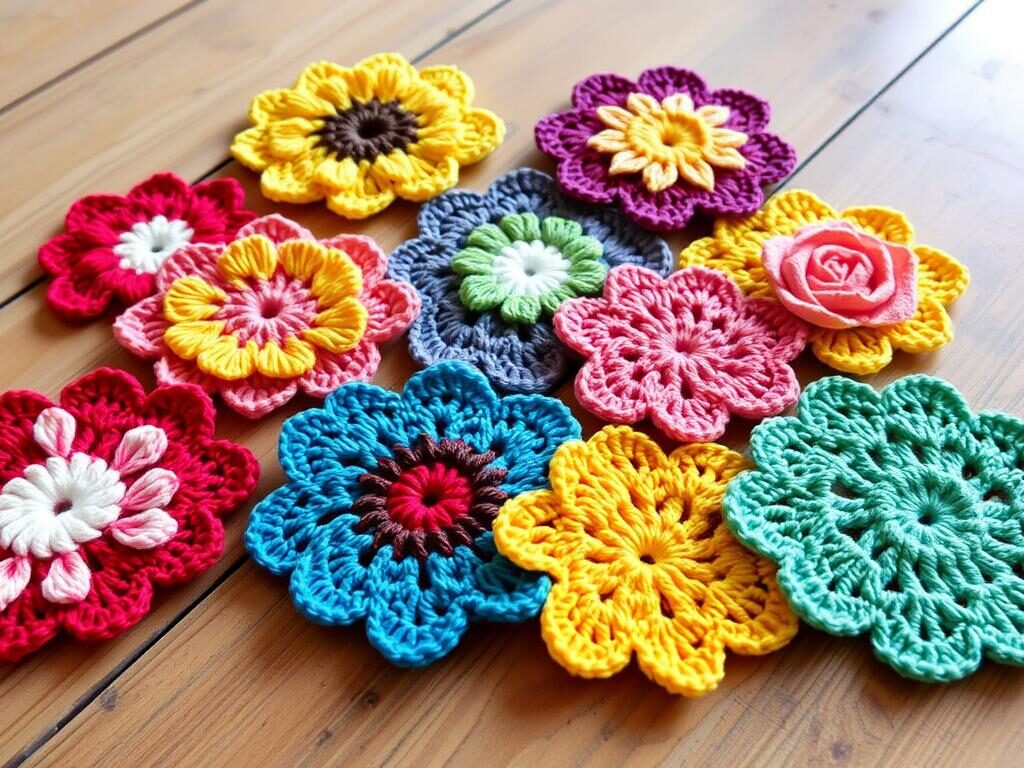 Crochet flower coasters