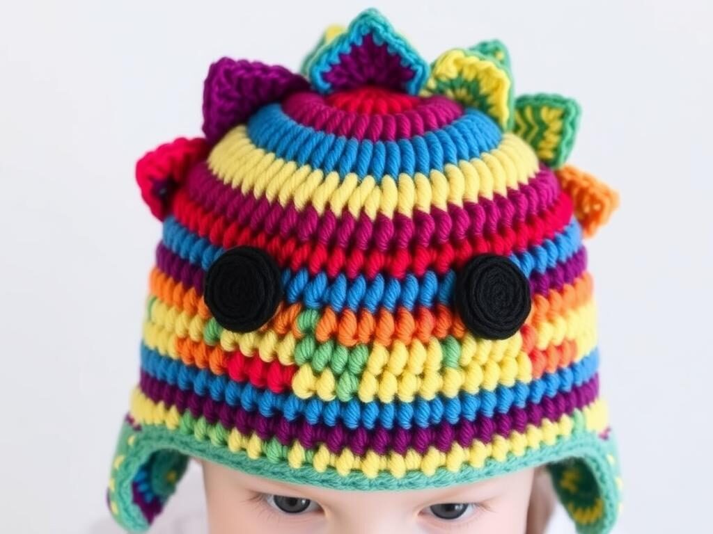 Crochet Dino Stripes Hat