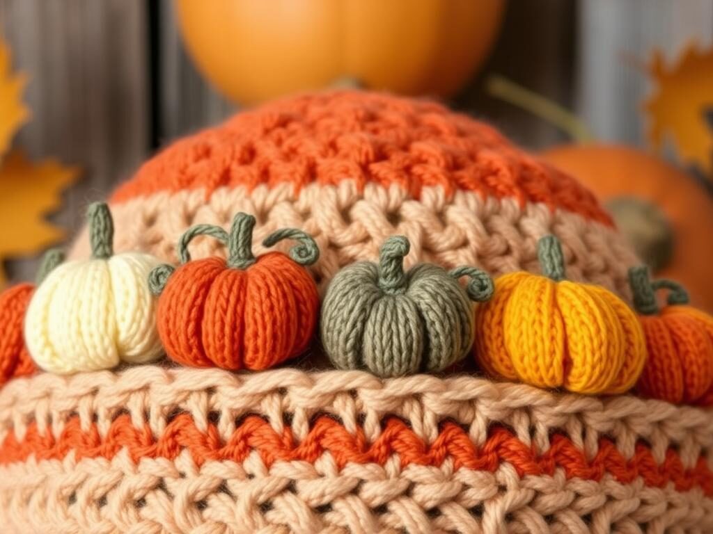 Pumpkins in a Row Crochet Hat