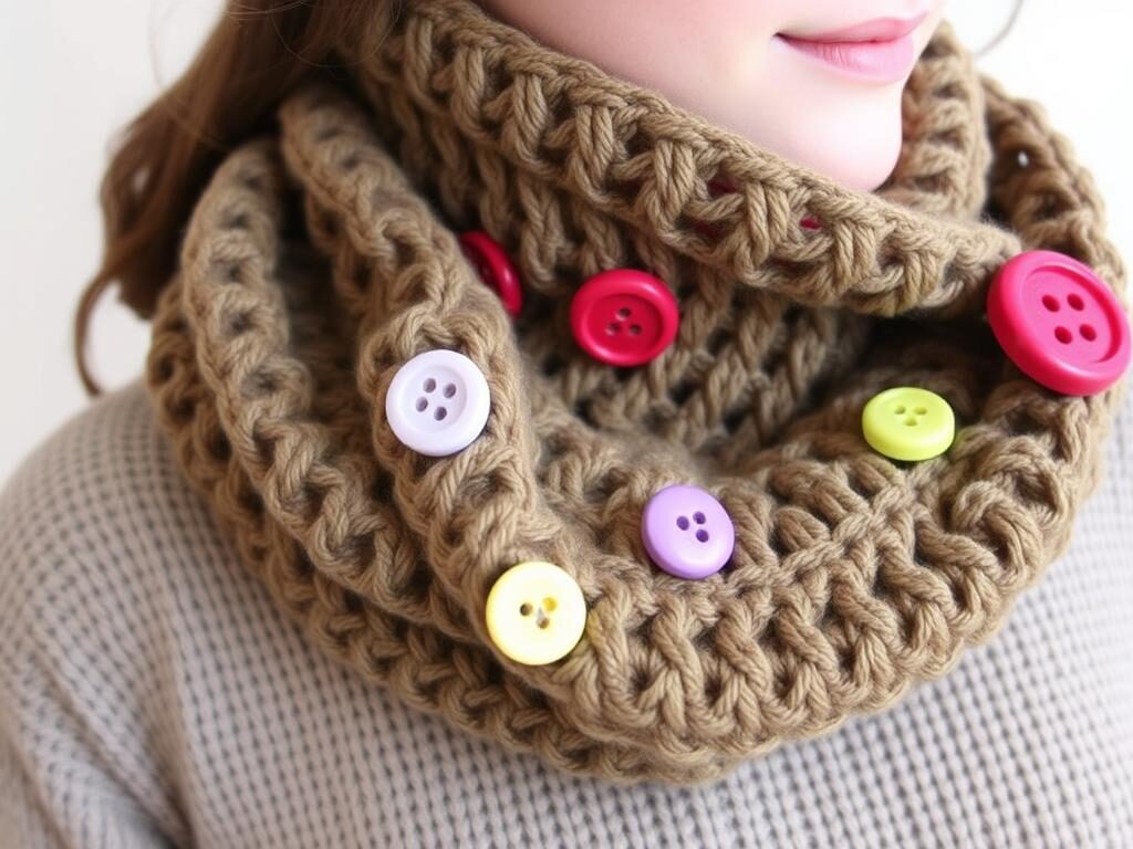 button embellished crochet