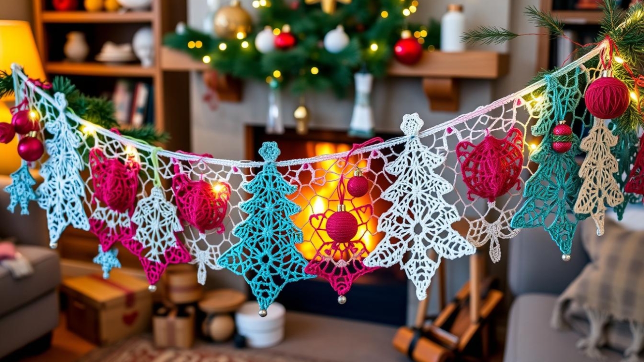 crochet christmas tree garland