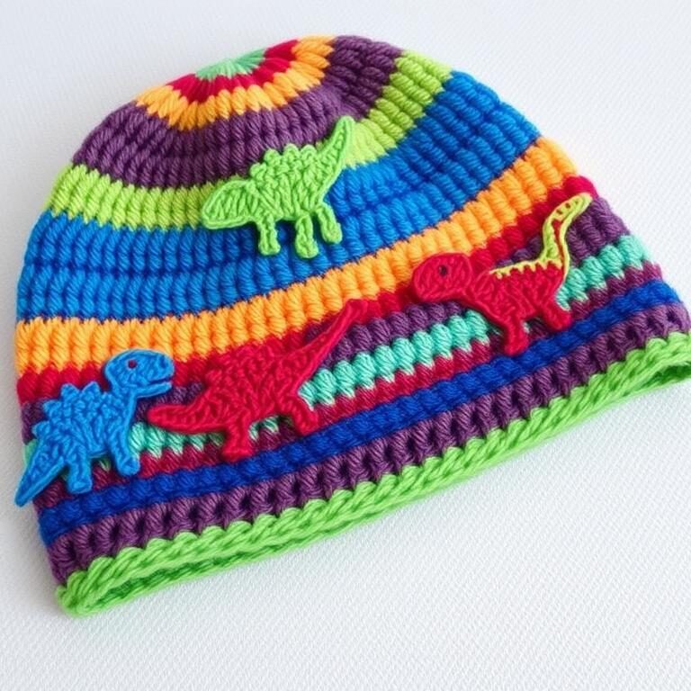 Crochet Dino Stripes Hat | Fun DIY Project