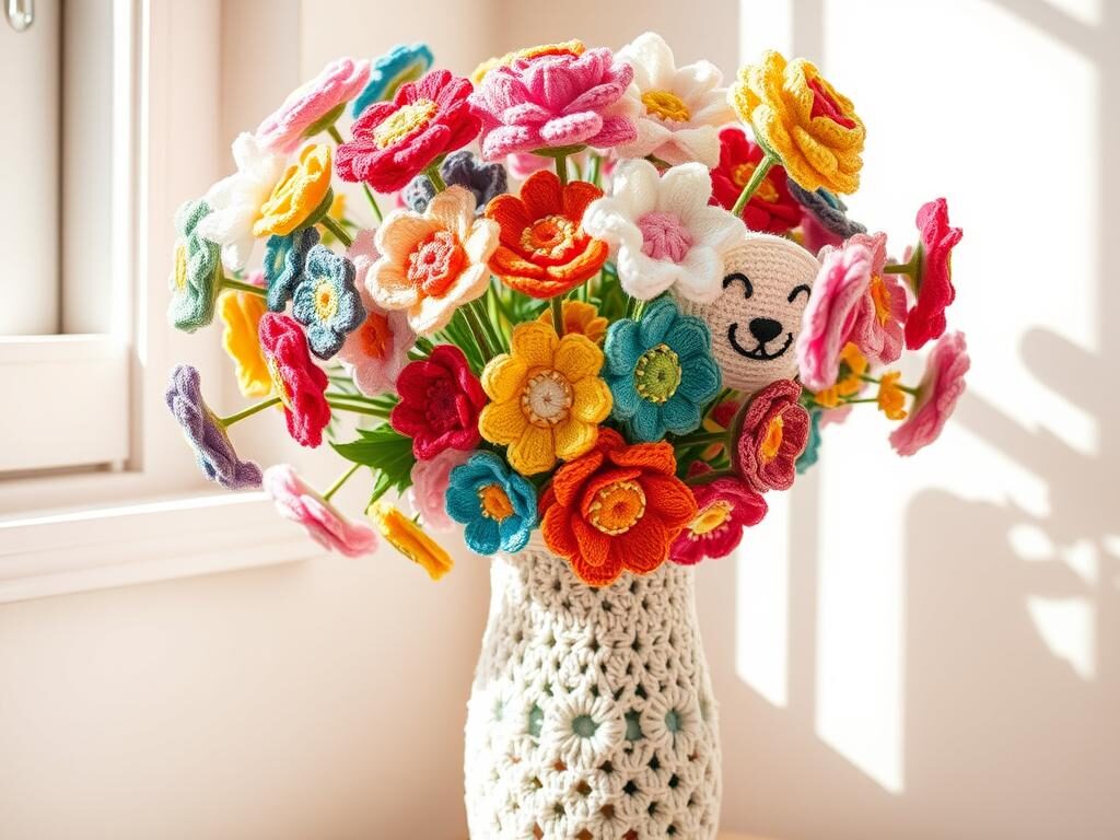 crochet flower vase