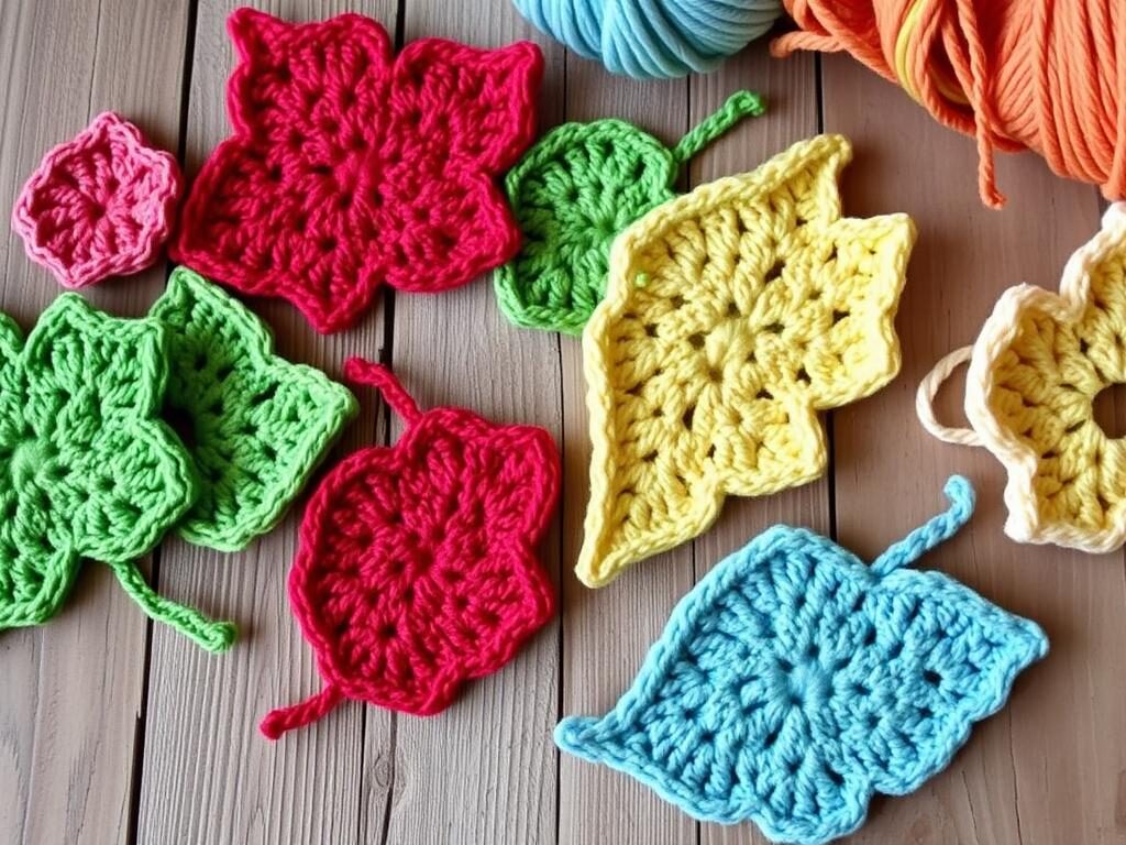 crochet leaf appliques