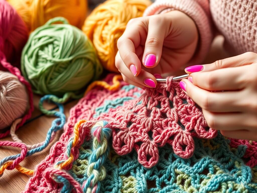 crocheting into the chain