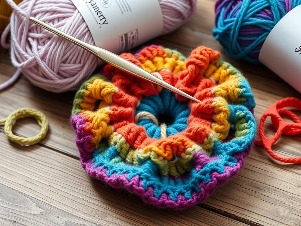 crocheting the scrunchie base