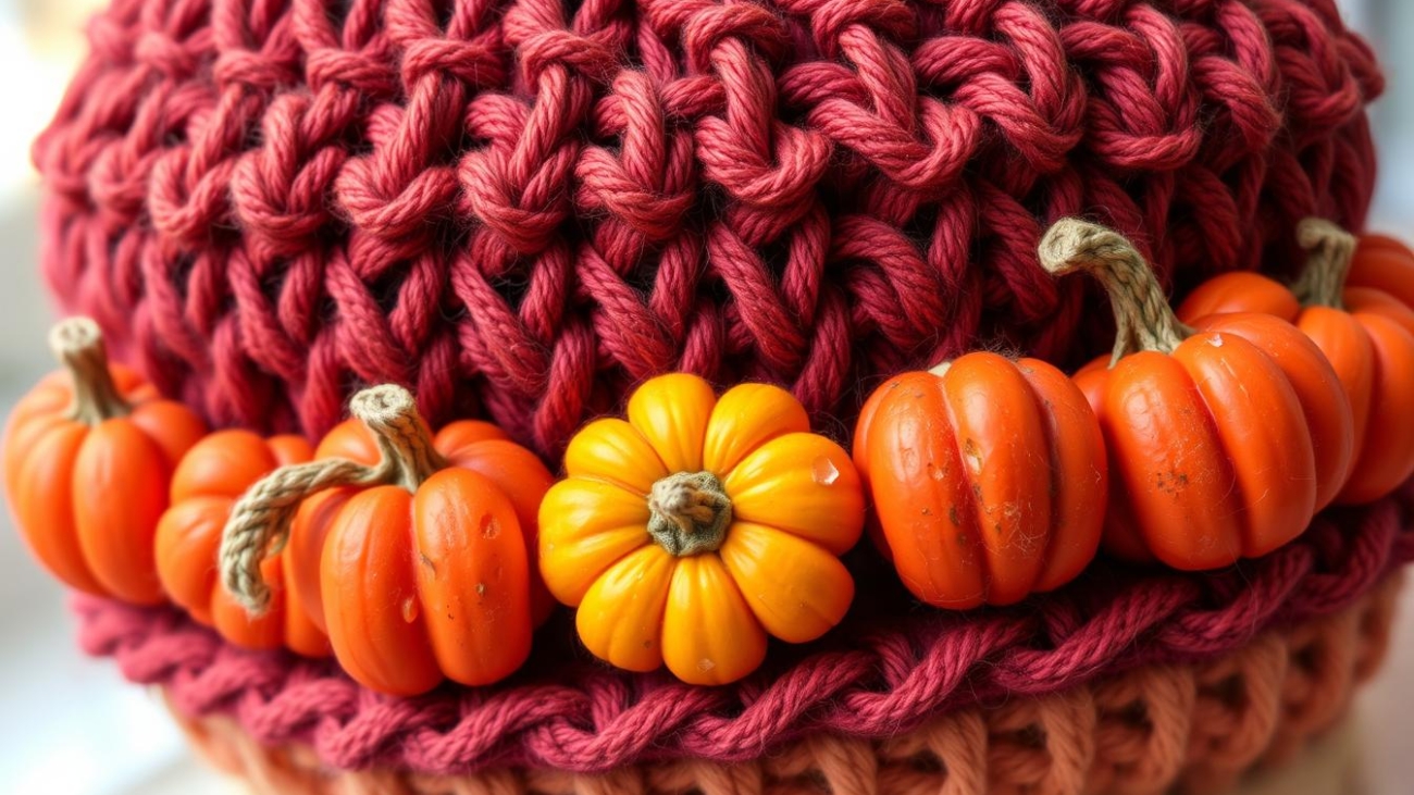 pumpkins in a row crochet hat