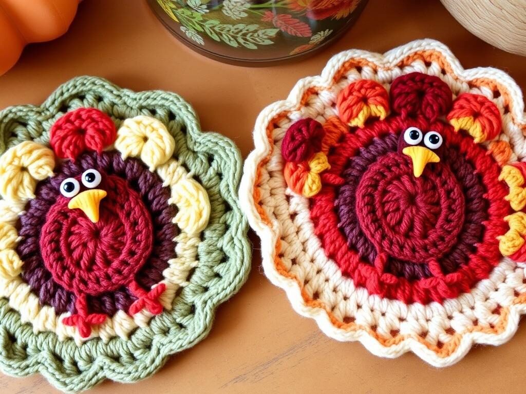 turkey crochet coaster